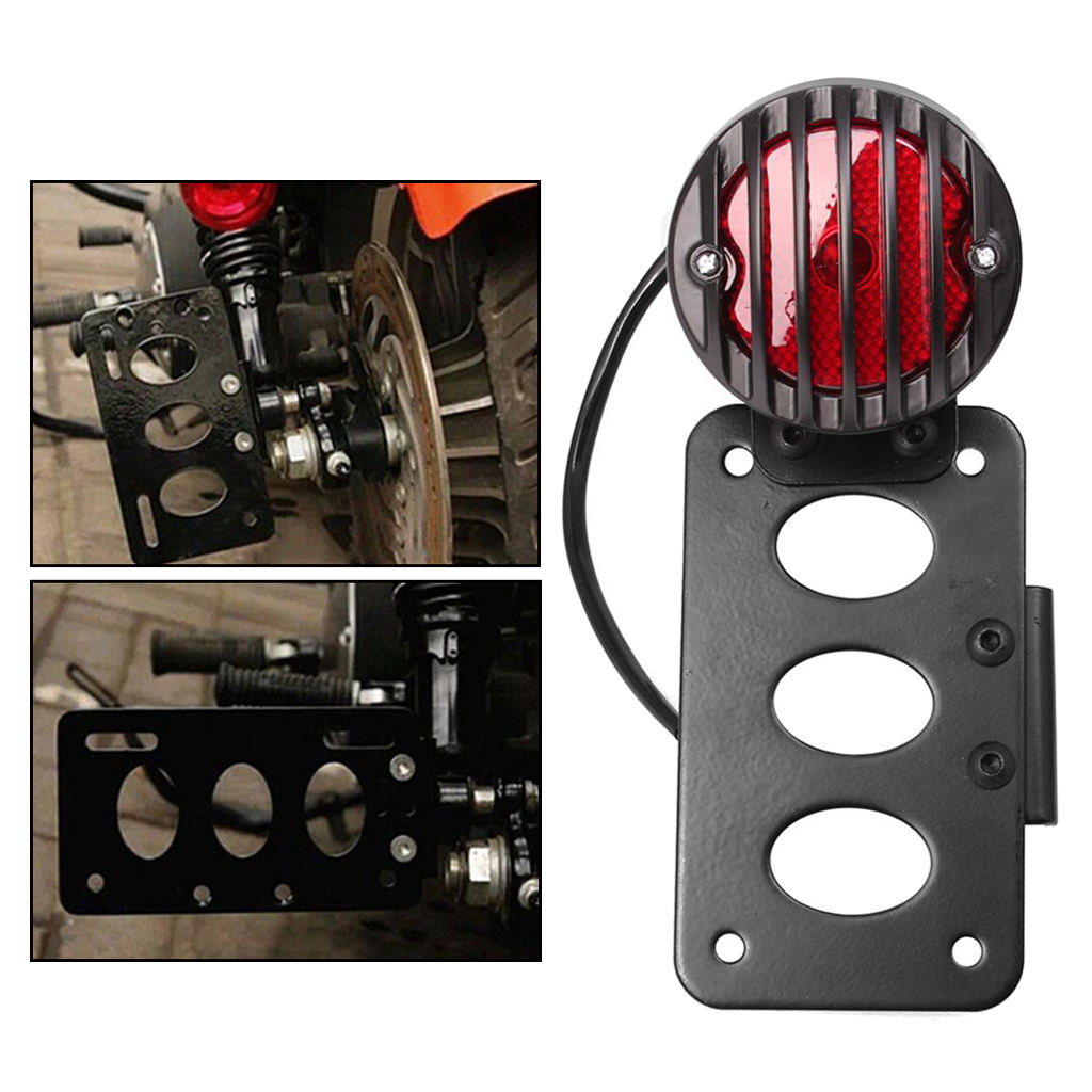Side Mount Brake Tail Light License Plate Bracket for Harley Bobber Chopper