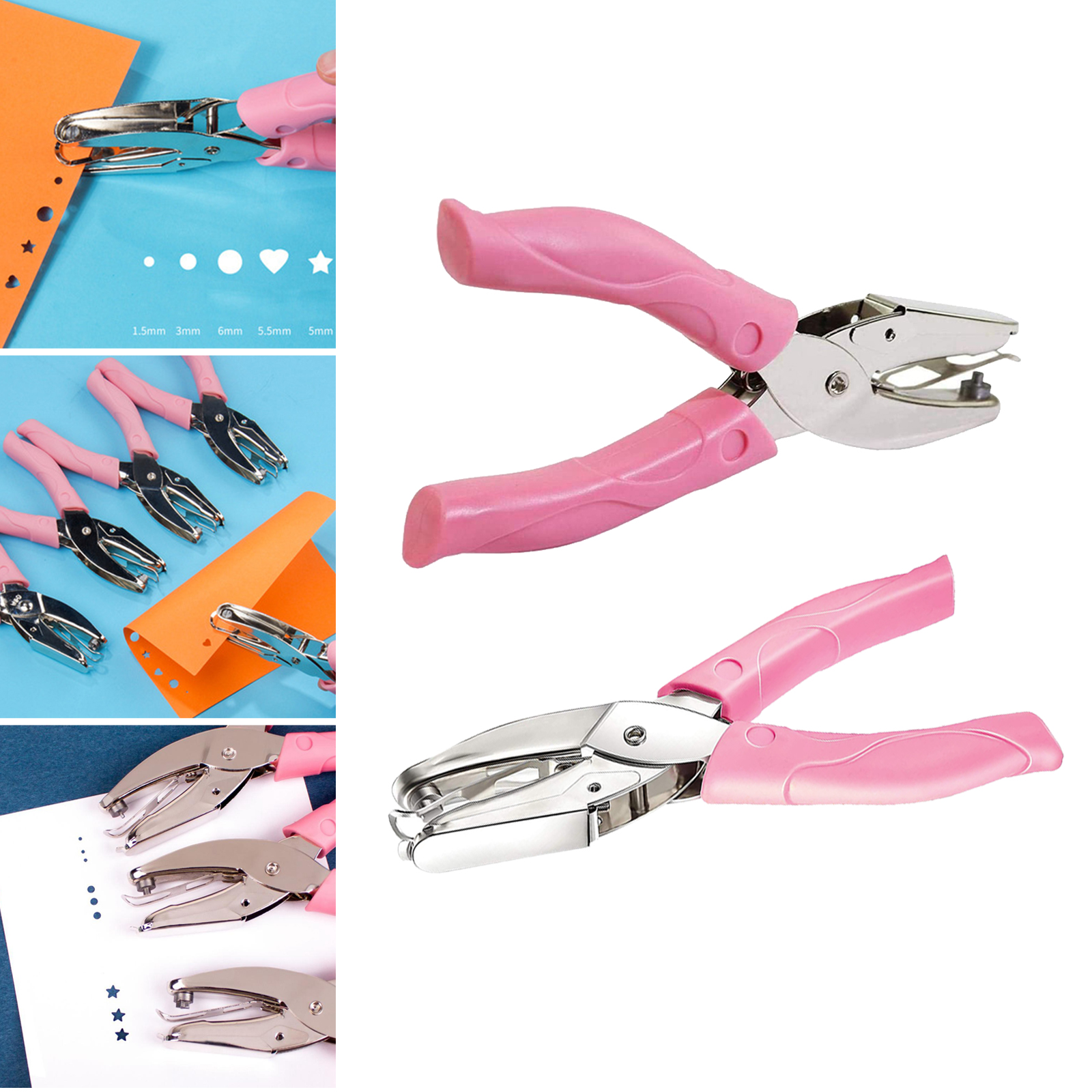 Hand Held Paper Punch,8 Sheet Capacity,Single Hole Puncher DIY Crafting Tool