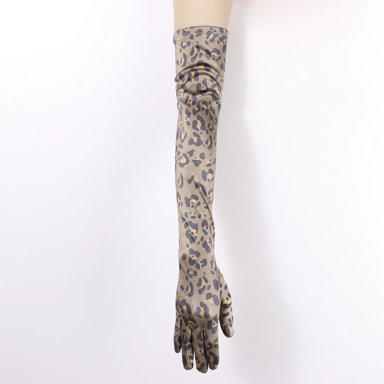 1Pair Elbow Leopard Zebra Print Gloves Fashion Full Finger Satin Gloves Unisex Adult Breathable Gloves for Evening Opera Outdoor