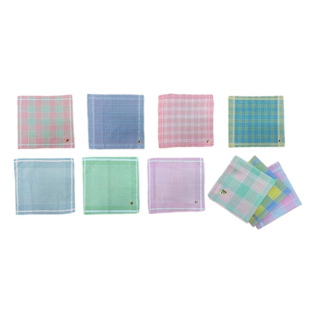 Pack Of 10 Handkerchiefs For Women Checkered Pattern  Gift Set 28x29cm