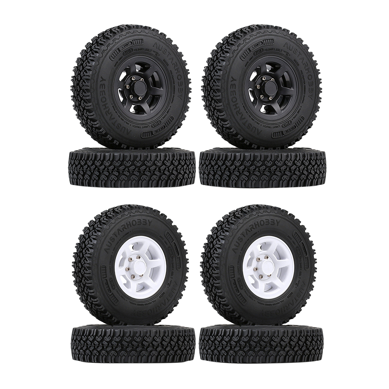 4x RC 1.9 Crawler Tires Tyre 1.55 Beadlock Wheel Rim Dia 90mm for Pajero CC01 CC02 LC70 LC80 D90 Model 1/10 Buggy Off-Road Truck