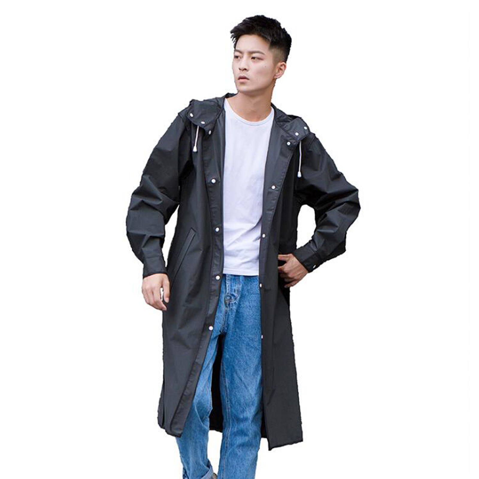Unisex Raincoat Reusable Rain Ponchos w/ Hoods Portable EVA Rain Coats Jacket Poncho Outdoor Cycling Hiking Junior Rainwear