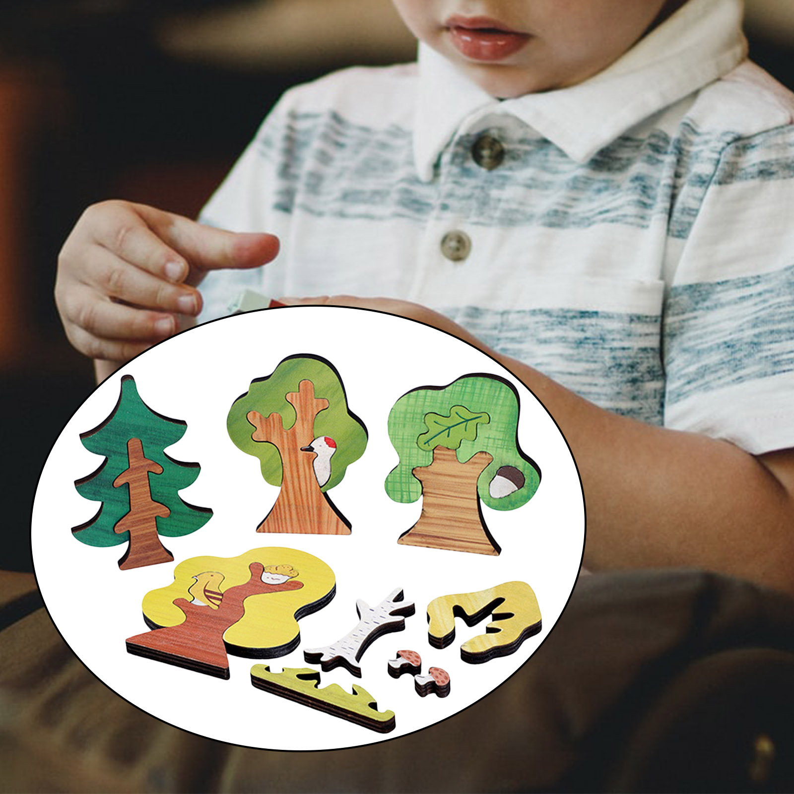 Colorful Wooden Pieces Puzzle Shapes Kids Pattern Blocks Jigsaw Puzzle Girls Boys Development Preschool Building Educational Toy