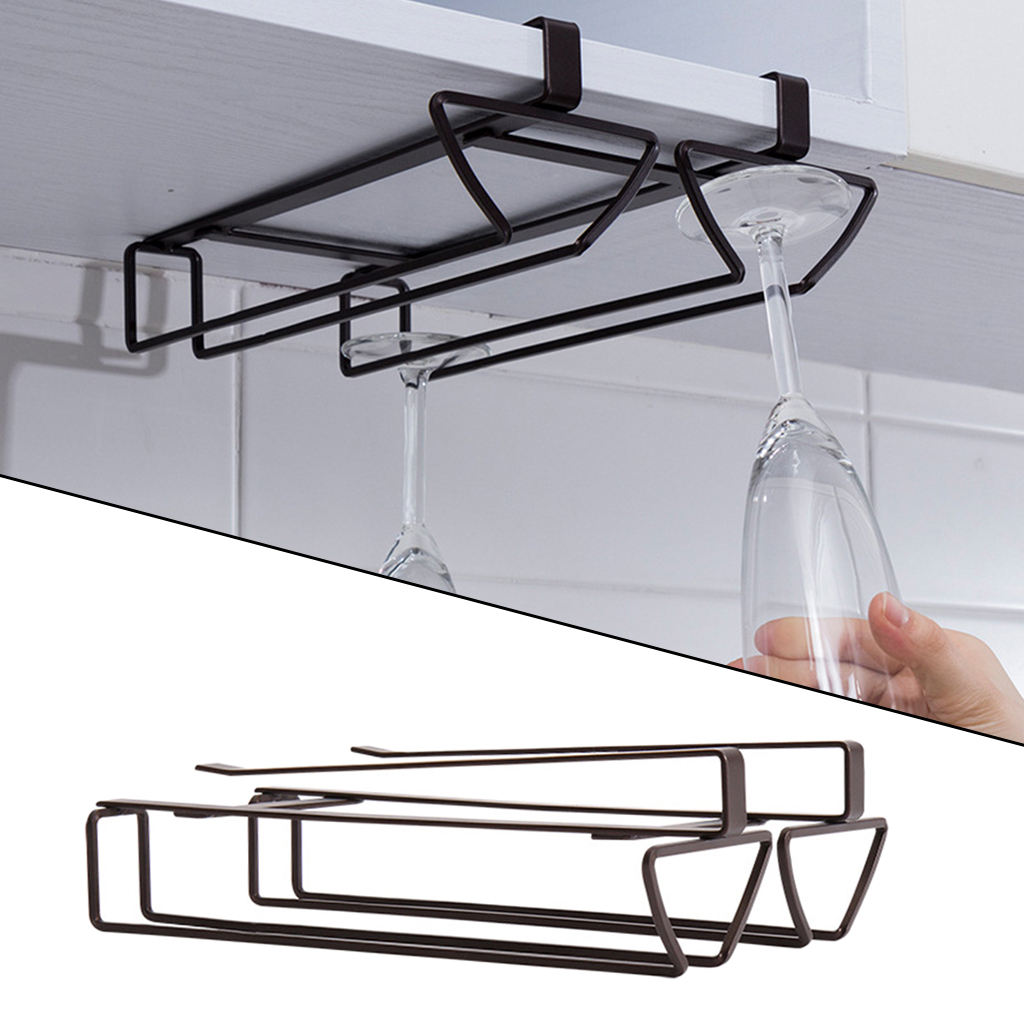 1Pc Kitchen Wine Glass Holder Bar Home Cabinet Hanging Cup Storage Draining Rack