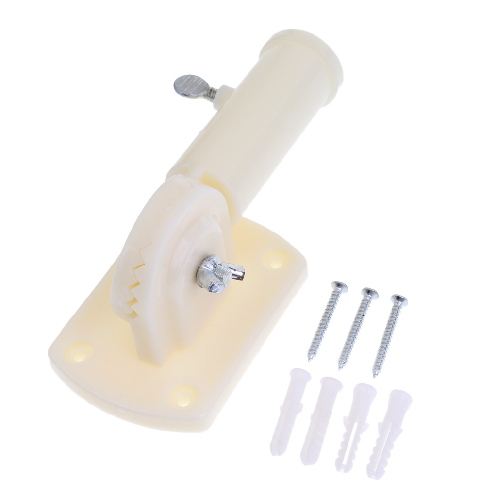 180° Rotatable Plastic Flag Pole Bracket Mount Windsock Base with Screws - Beige