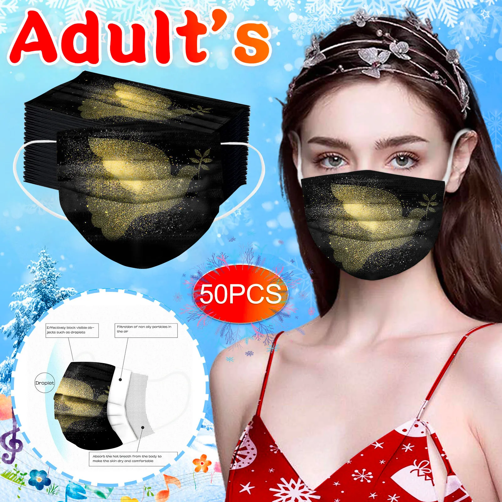 50pc Adult Disposable Valentine Day Mask Heart Love Print Dust Protective Masks Non-woven Fabric Masque Halloween Cosplay Mask simple halloween costumes