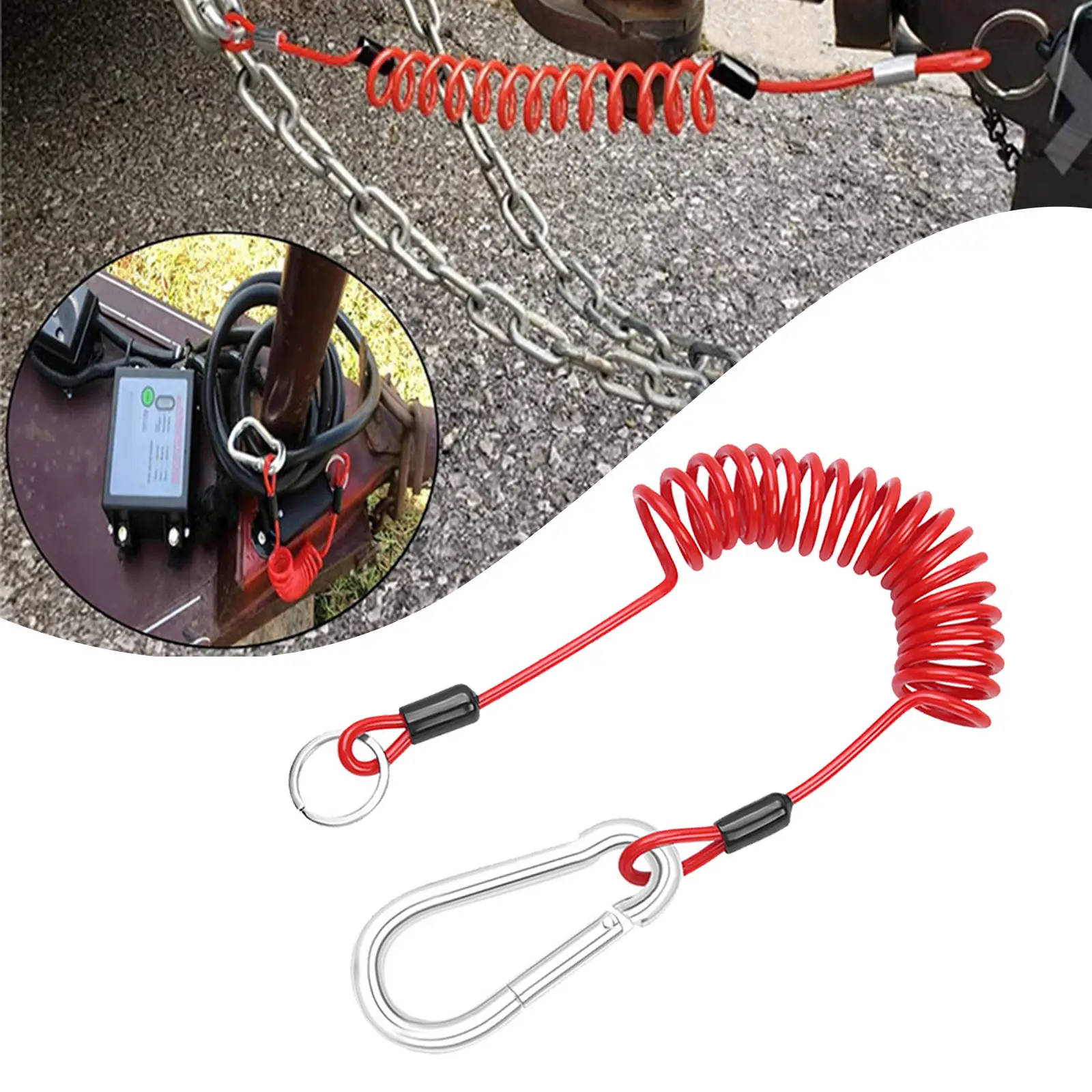 1.8m Trailer Rope Spring Safety Rope Anti-Lost Cable Lanyard RV Emergency Camper Trailer Spring Safety Rope Trailer Cable 1.2m
