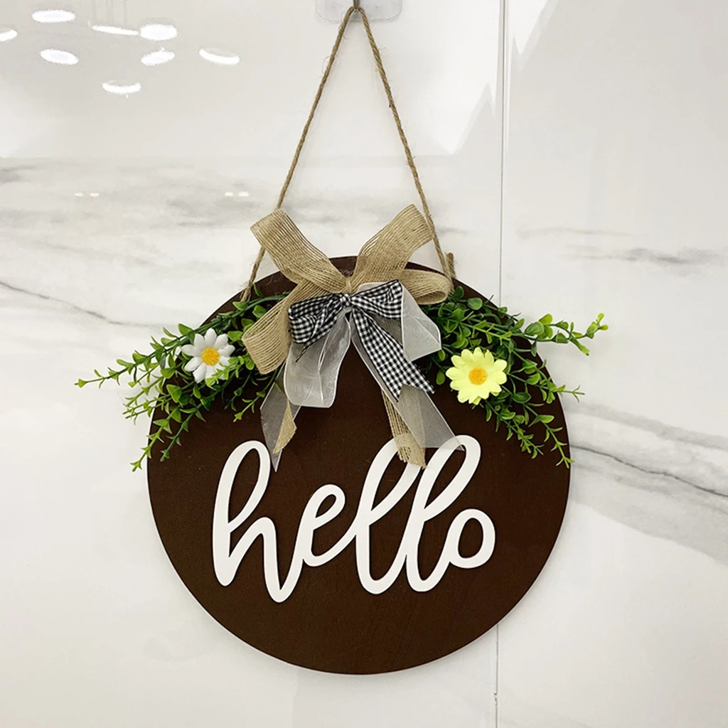 Welcome Sign Front Door Flower Wreath Artificial Leaves Garland Wedding Spring Summer Outdoor Indoor Wall Farmhouse Decoration
