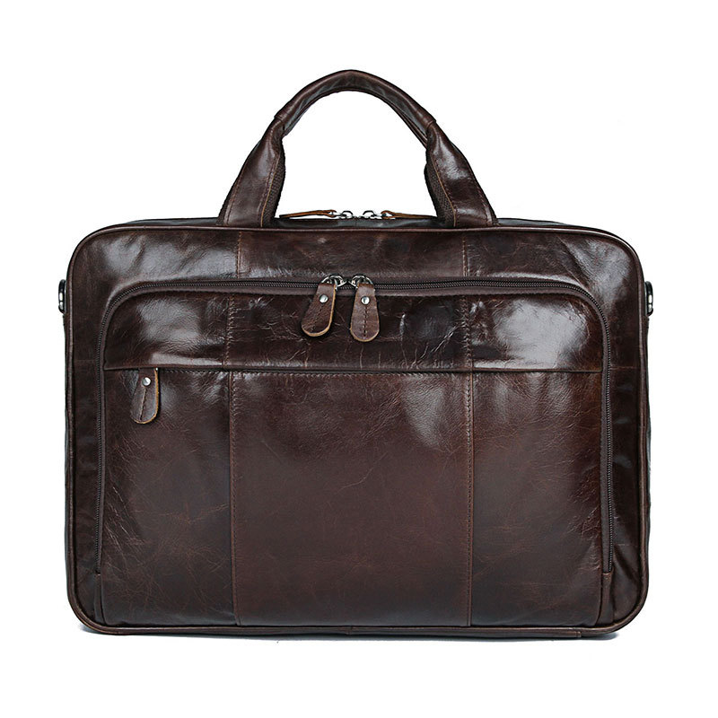 Business Men Briefcase Genuine Leather Laptop Bags 15