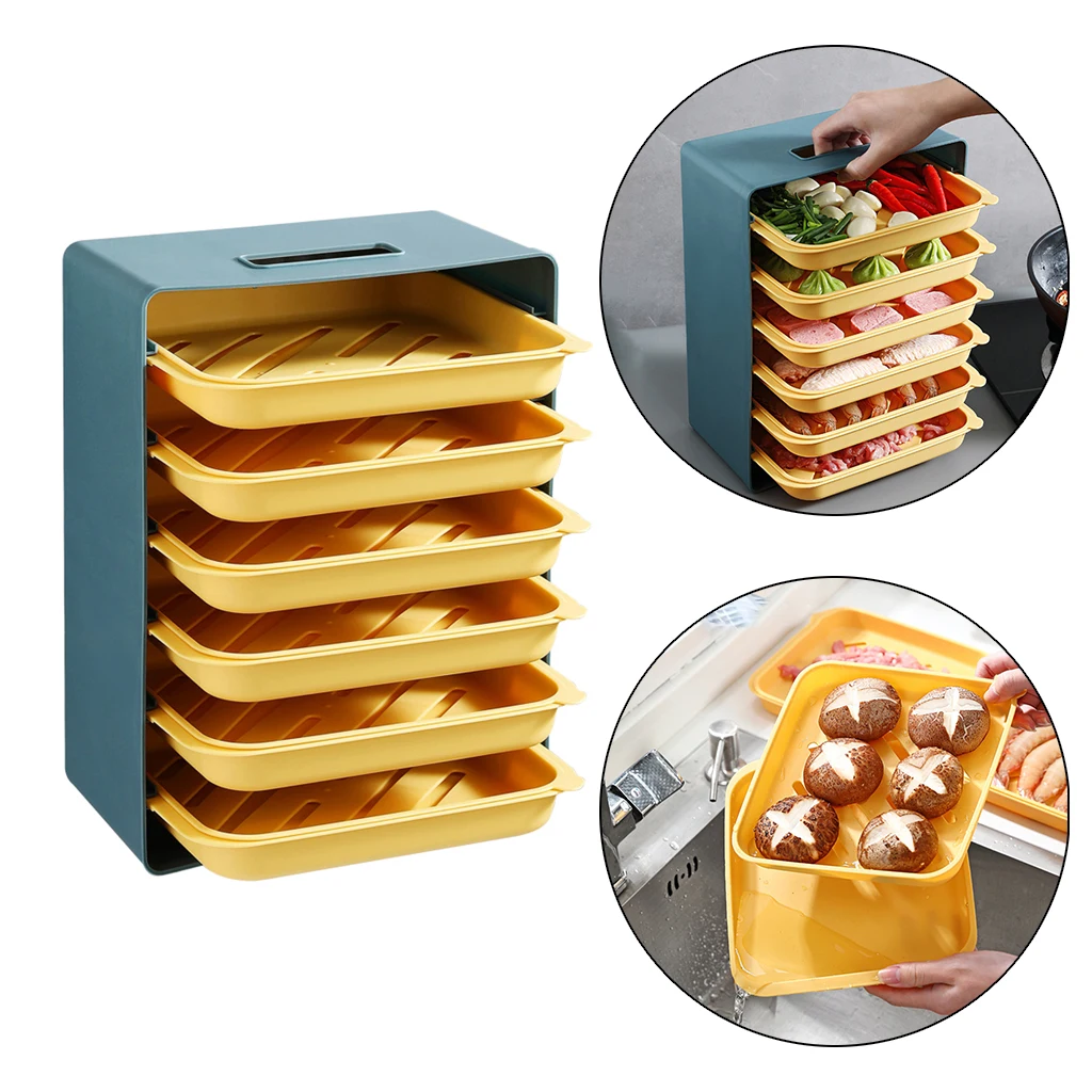 6-layer Kitchen Food Preparation Tray Plastic Food Preservation Tray Rack Durable