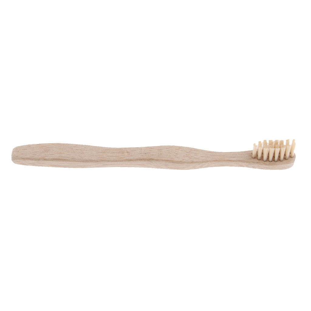 Kids Bamboo Wood Handle Toothbrush Soft Nylon Bristle Wooden Tooth Brush - 14.5cm