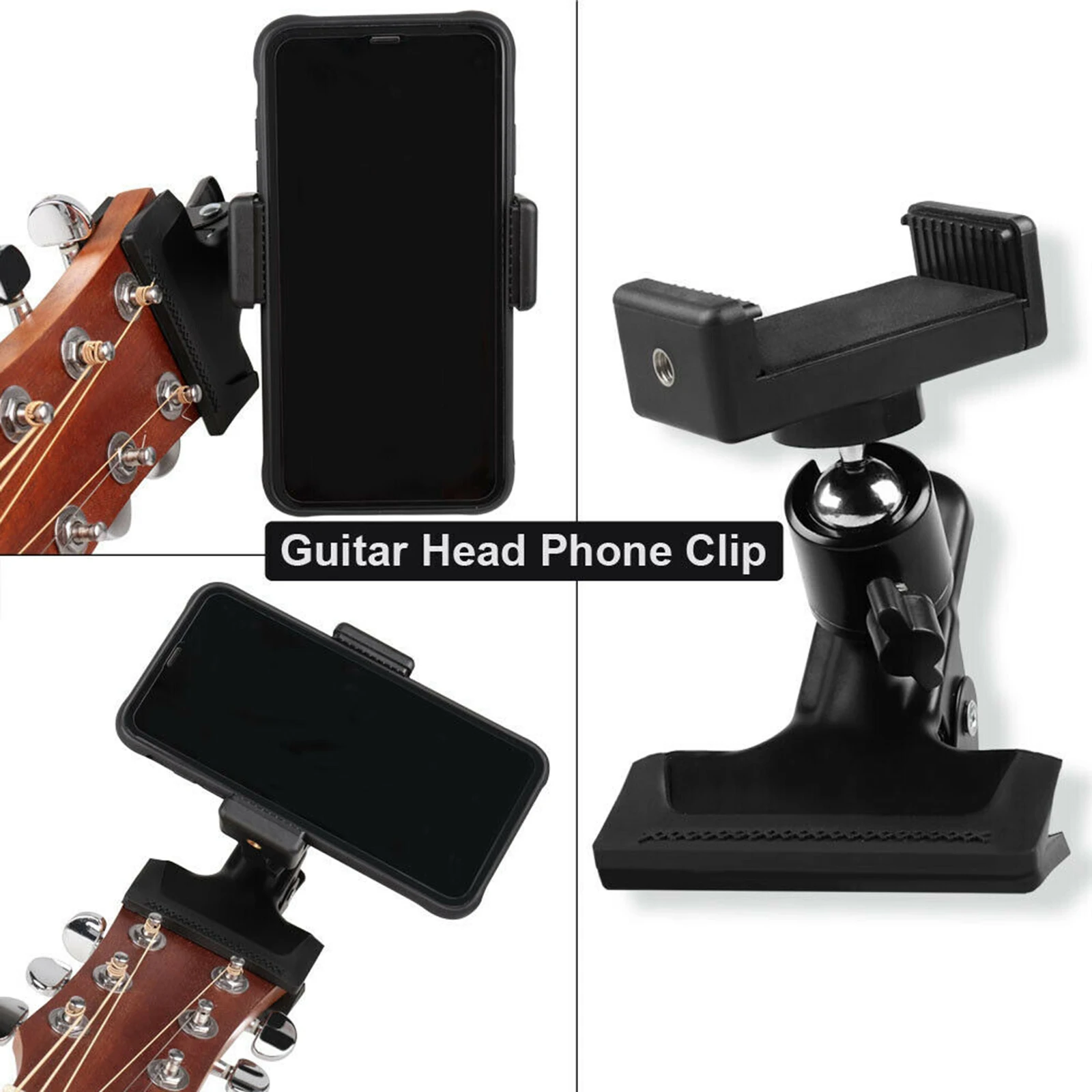 Suporte de clipe de cabeça de guitarra para telefone móvel Suporte de transmissão Braçadeira de clipe de tripé para gravação de música em casa