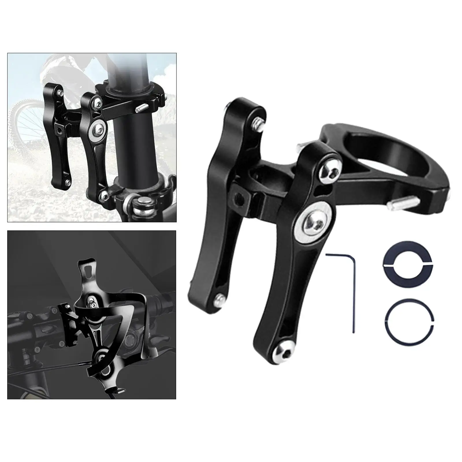 Bicycle Bottle Cage Holder Strong Bike Handlebar Seatpost Mount CNC Machined Adapter Clamp Mount for MTB Mountain Bike Cycling