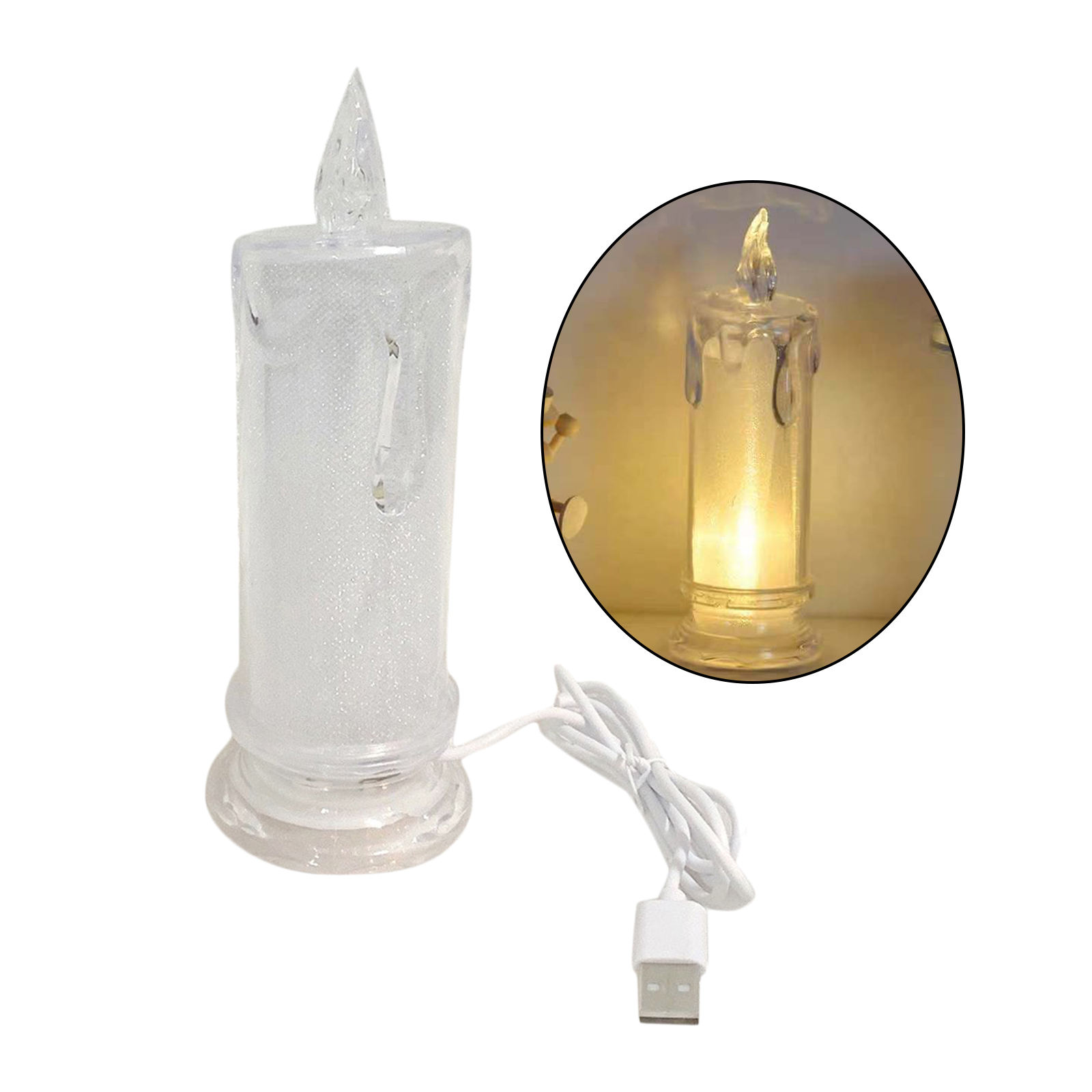 Decorative Electronic Candle Beautiful USB Charging Simulation Candle Candle Light Holidays Ornaments for Christmas Wedding Home