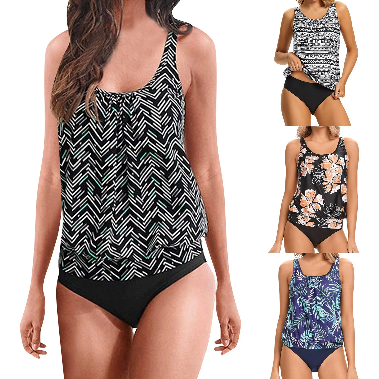Hawei Tankini Swimsuits for Women Plus Size Swimwear Tummy Control Two Piece Bathing Suits 