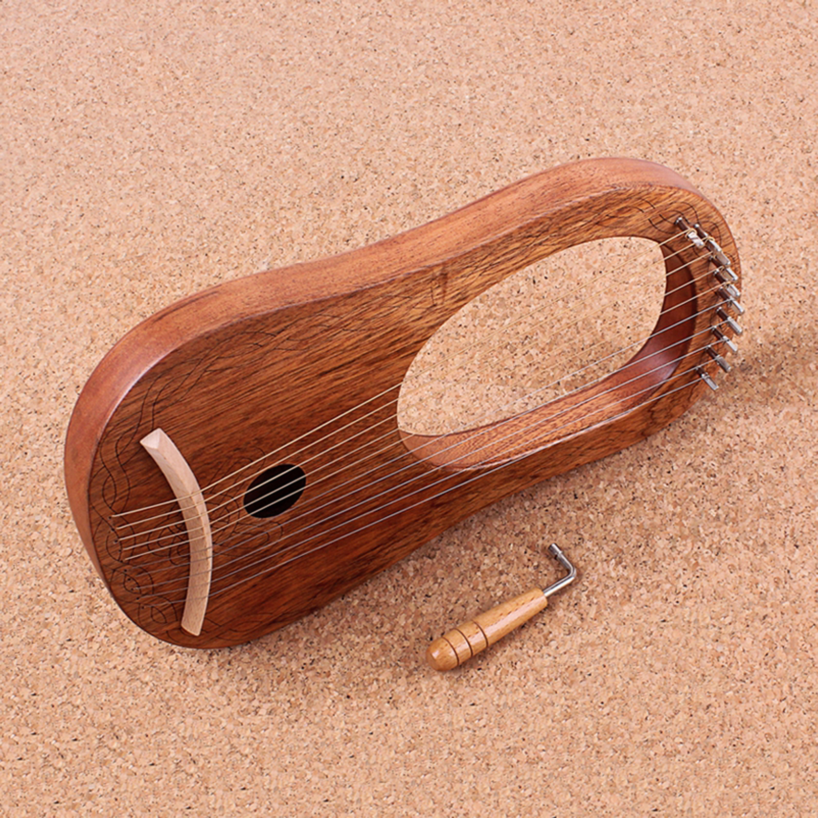 Engraved Exquisite 10-string Lyre Harp with Wrench Perfect Gifts for Kids