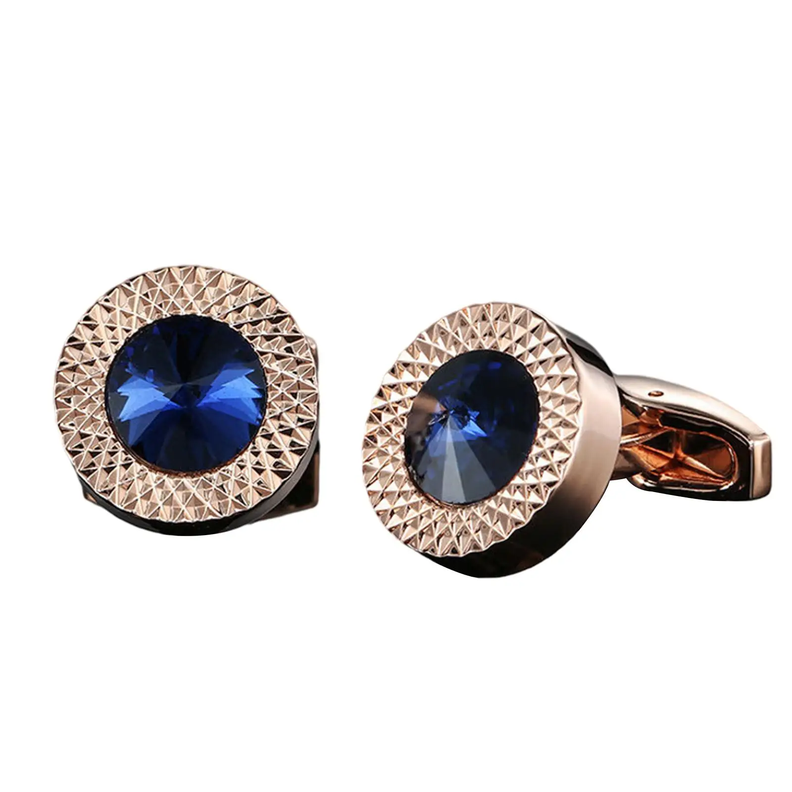 Mens Round Copper Crystal Shirts Cufflinks Shiny Business Wedding Present Perfect Accessory