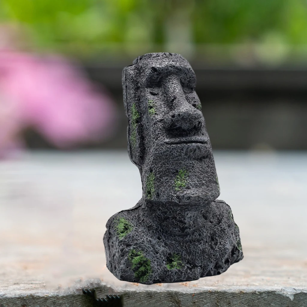 Aquarium Moai Sculpture Easter Island Statues Landscape Office Ornaments