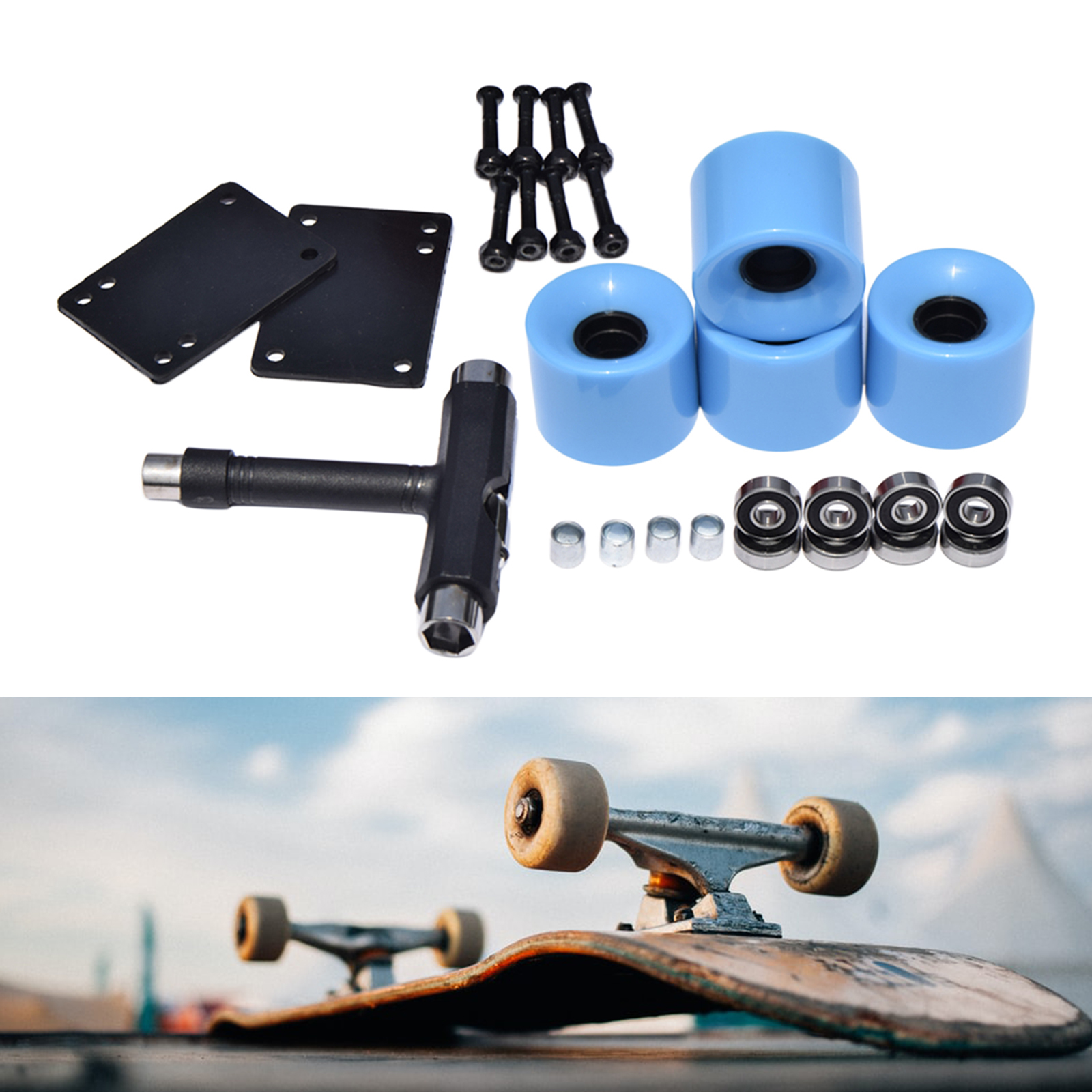 4Pcs Skateboard Wheels, 60X45mm PU Road Skate Long Board Wheel 78A Hardness Wheels Skateboard Maintenance Rollers