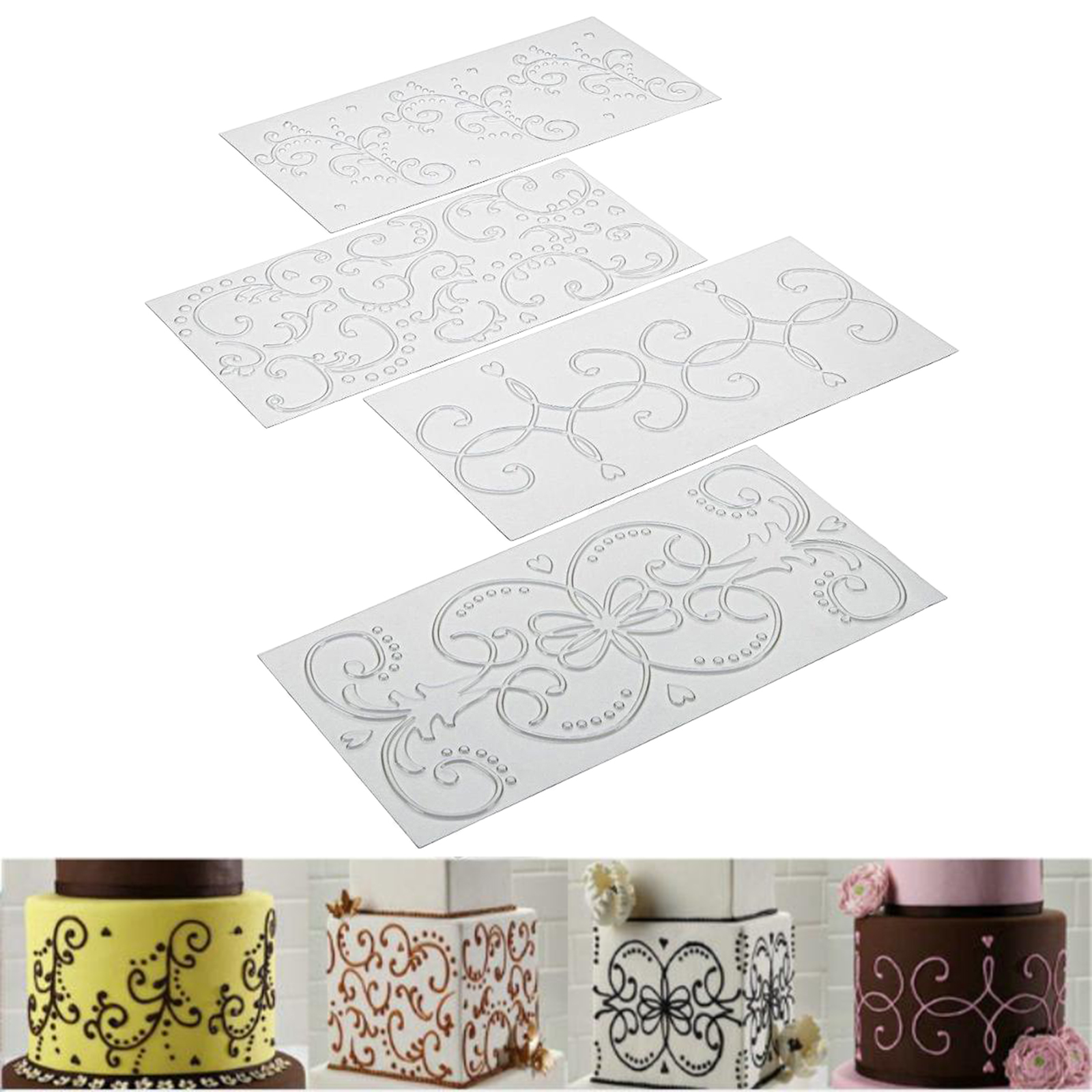 DIY Cake Fondant Impression Mat Embossing Mold Decorating Tools for Wedding Cake Border Decoration