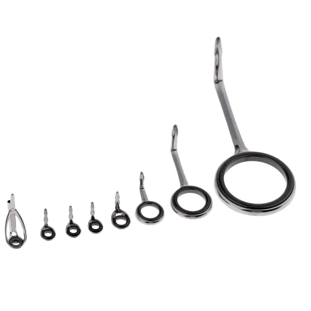 8 Pieces Fishing Rod Guides Tip Ring Spinning Telescopic Surf Casting Rod Guides 2mm 3.5mm 5.5mm 8.8mm 19.3mm Fishing Accessory
