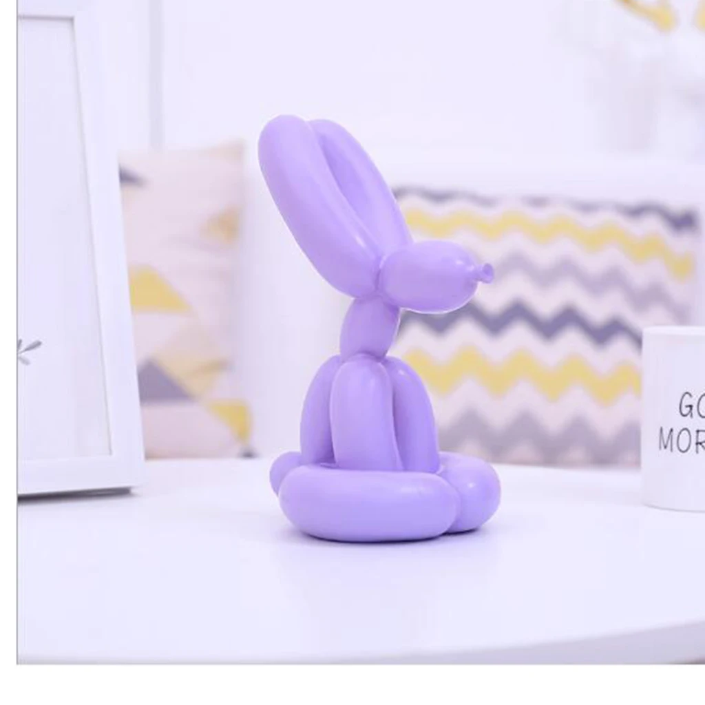 Balloon Animal Sculpture Resin Rabbit Figurine Mini Resin Art Statue Desktop Ornament-S/M/L