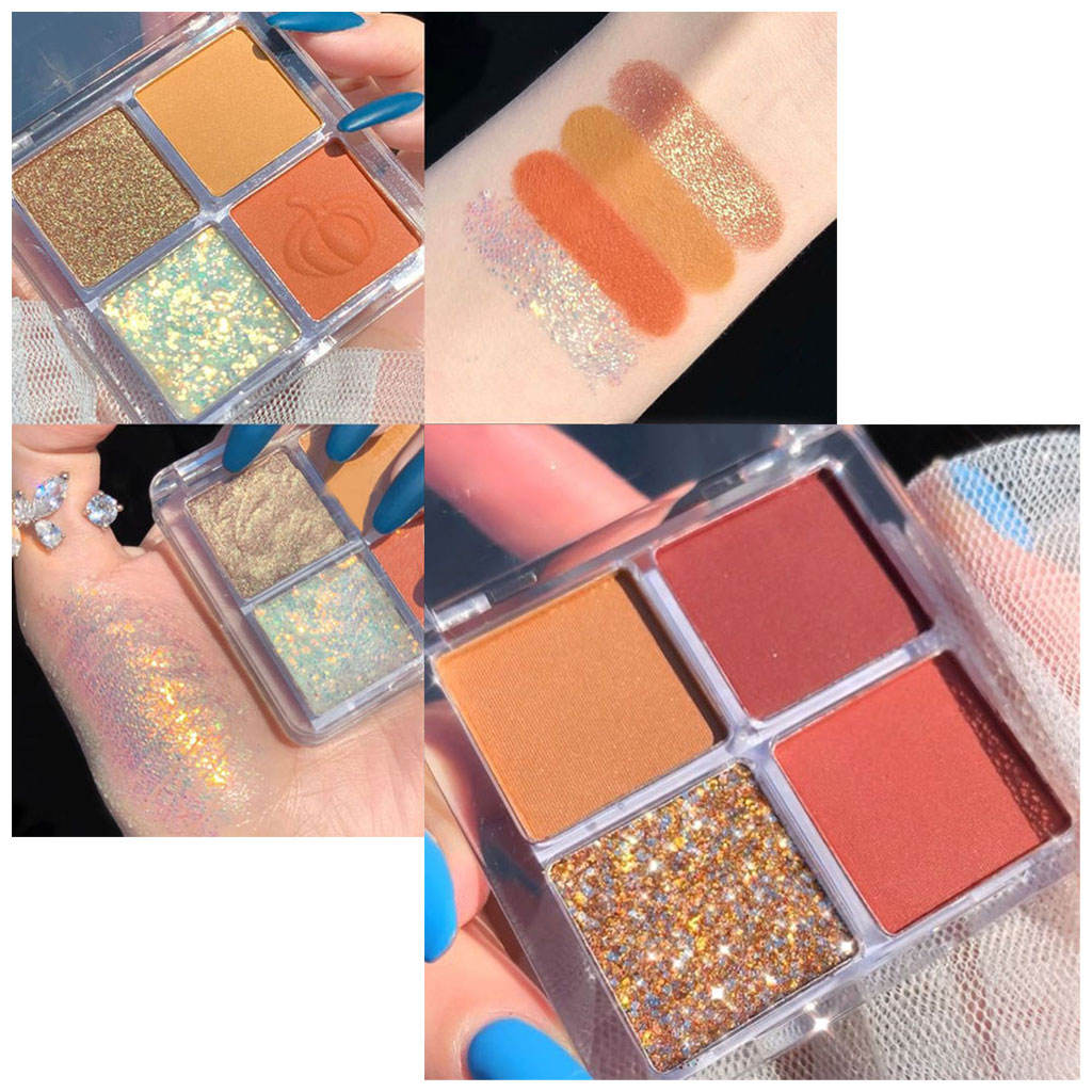 4 Color Eyeshadow Palette Sparkly Highlight Shimmer for Daily High Light Long Wear