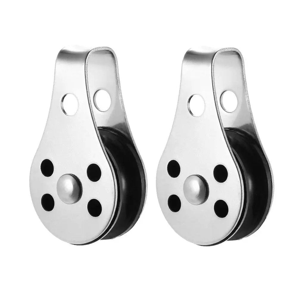 2pcs 316 Stainless Steel Pulley Block for Sailboat Kayak Anchor Trolley Boat