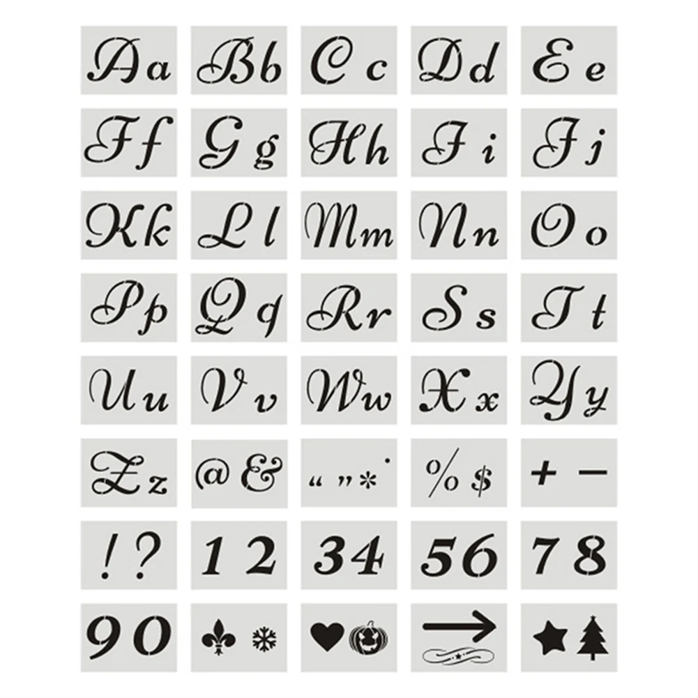 HELYZQ 32pcs/Set Letter Number Symbol Layering Stencils Template Painting Scrapbooking 