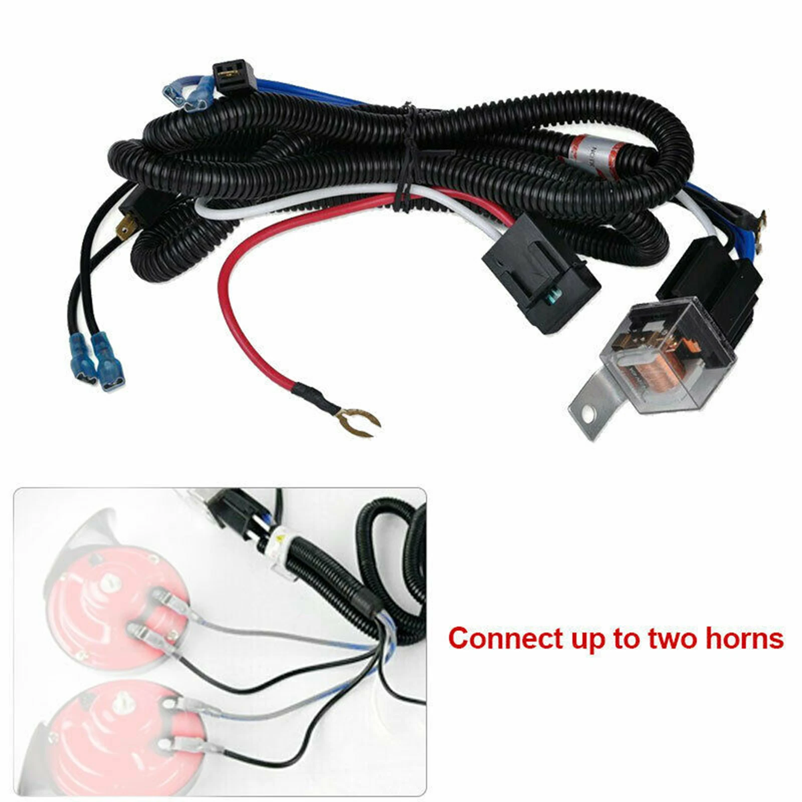 Horn Wiring Harness Relay Kit vehical Copper Wire Replacement Accessory