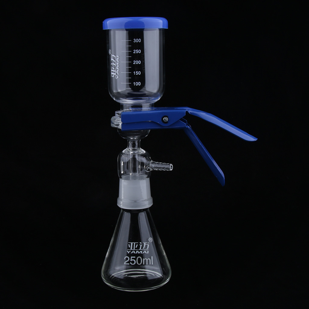 250ml Flask Filtration Apparatus Vacuum Lab Filtering Unit with 300mL Graduated Funnel with Lid & Aluminum Clamp