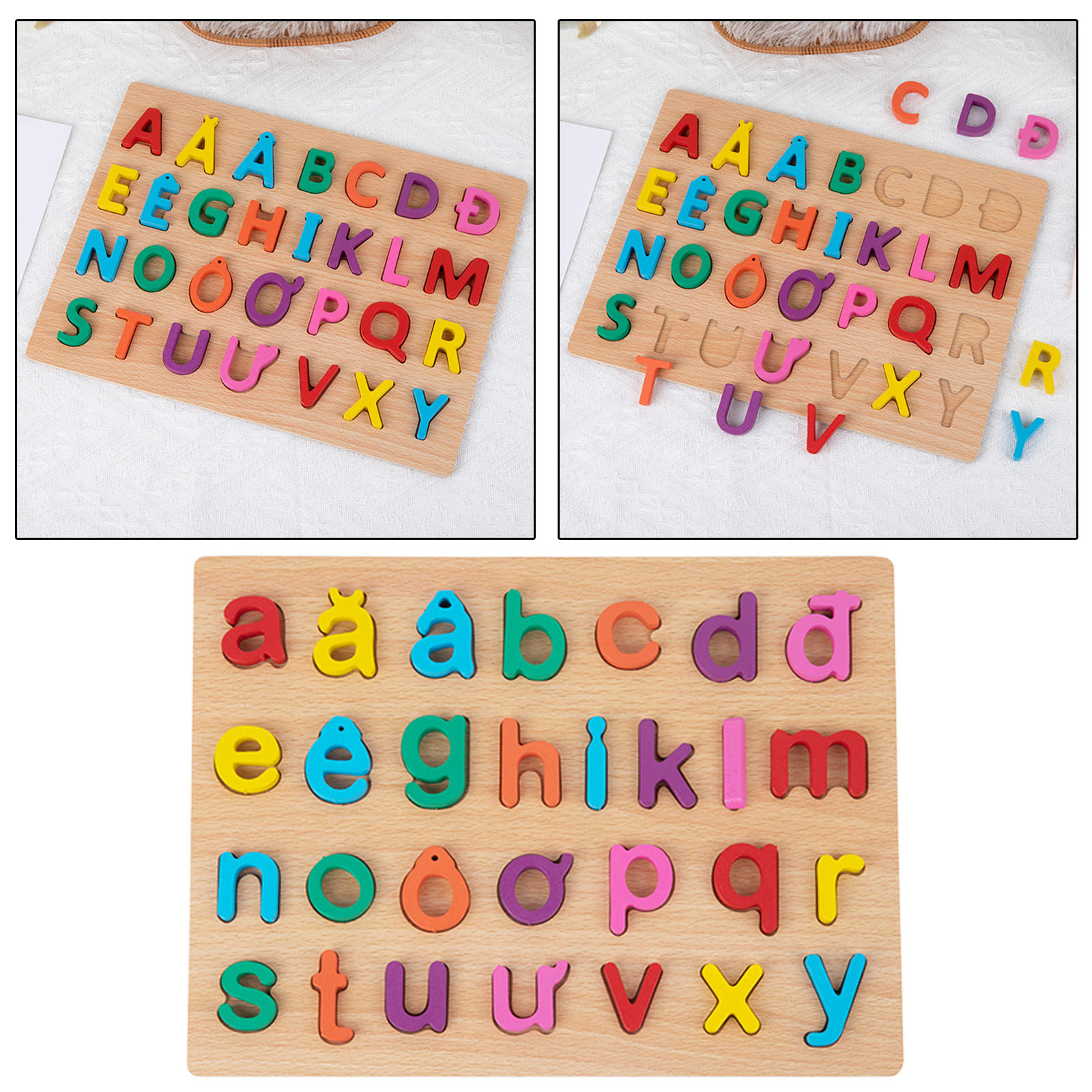 Wood Puzzle Vietnamese Alphabet Cognitive 3D Puzzle Learning Toys Activity Toy for Home Party Preschool Age 4-6 Boys Girls Toys