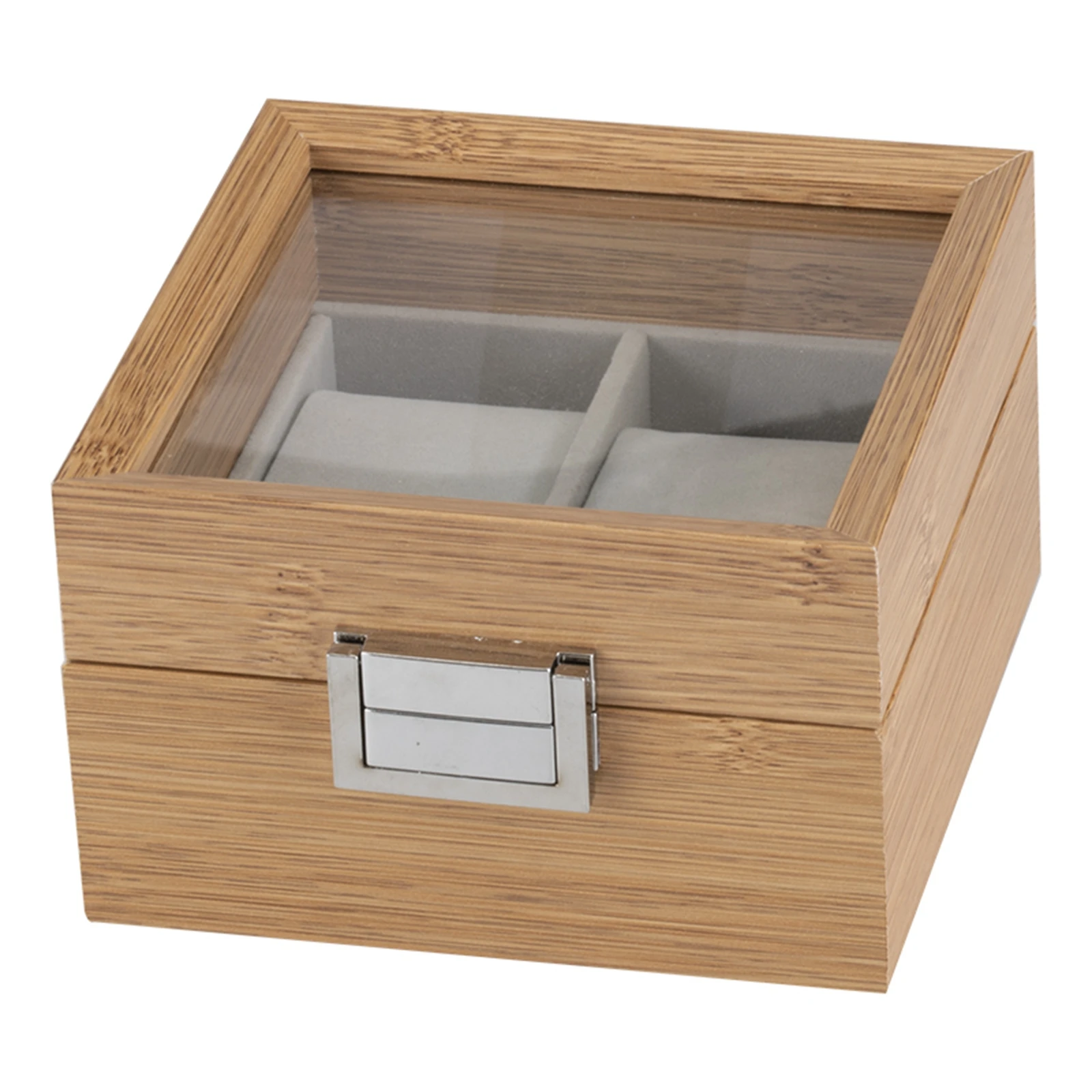 Wooden Watch Box Glass Top Vintage Soft Pillow Collection Organizer Gift Box for Men Women