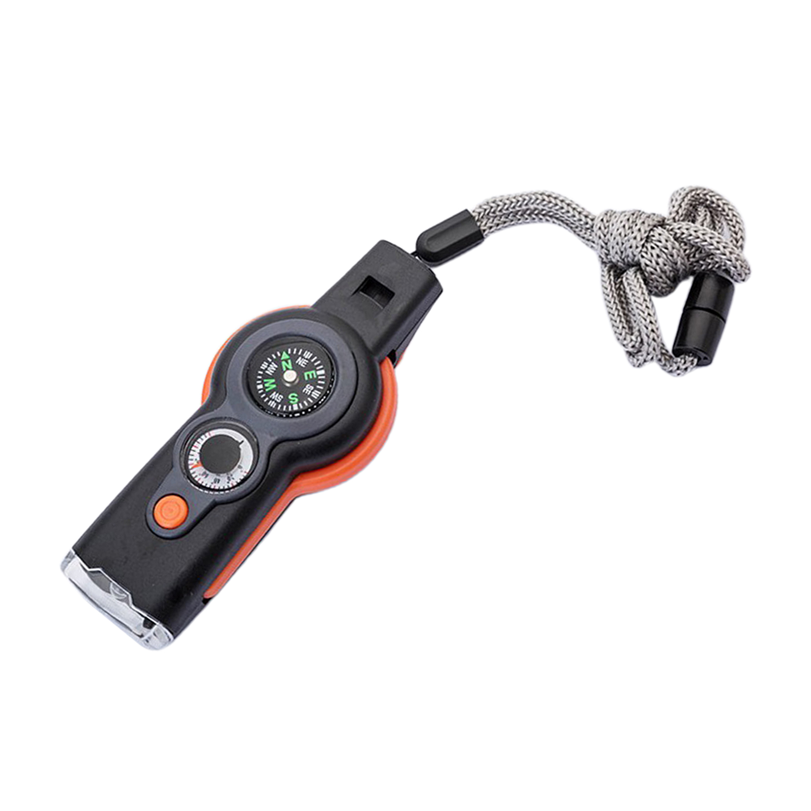 7 in 1 Safety Whistle, Compass, Magnifier, Thermometer, Mirror, Flashlight,