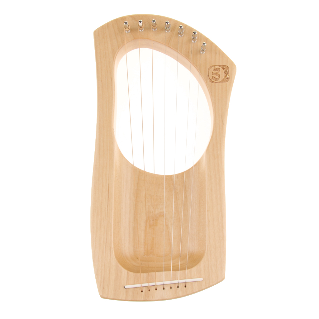 Wooden 7 Strings Mahogany Mini Harp Lyre， with Tuner&Case for Music Playing，Practicing