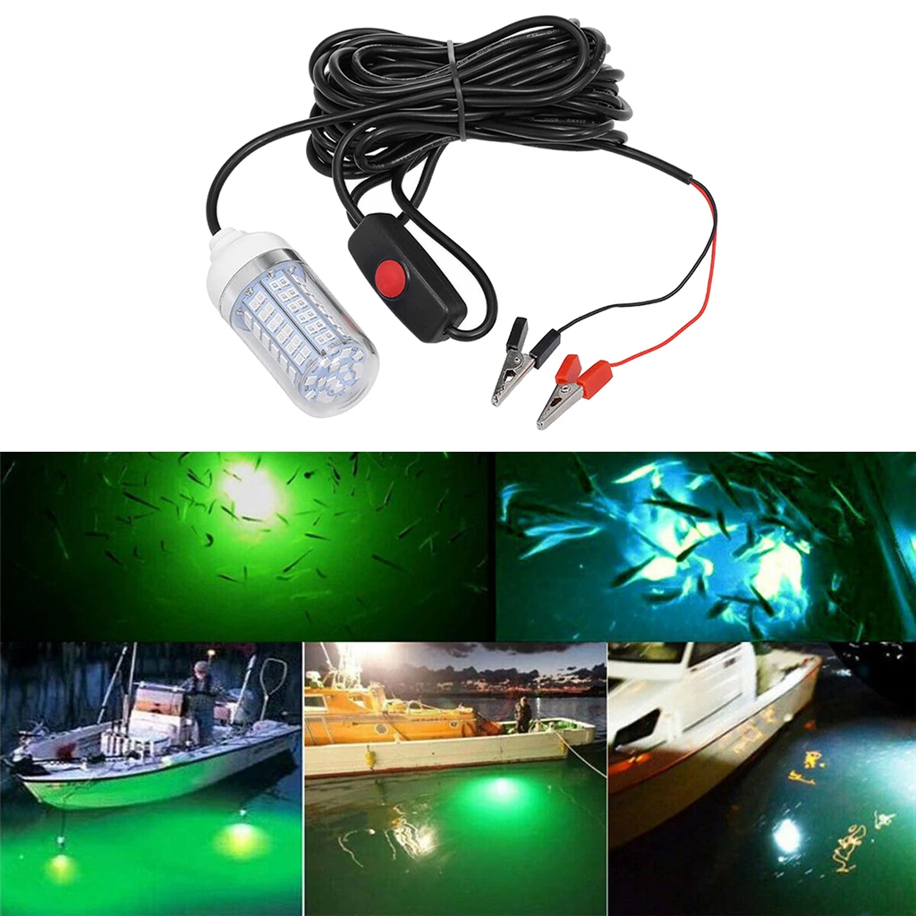 Fishing Lights 12V LED 15W Green Lighting IP68 Waterproof Underwater Gathering Lights Attr t Prawns Squid Krill Lamps