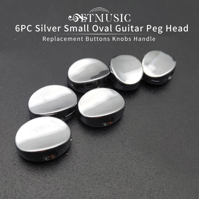 Description Picture 4 of item6Pcs Silver Small Oval Metal Guitar Tuning Pegs keys Tuners Machine Heads replacement Buttons knobs Handle