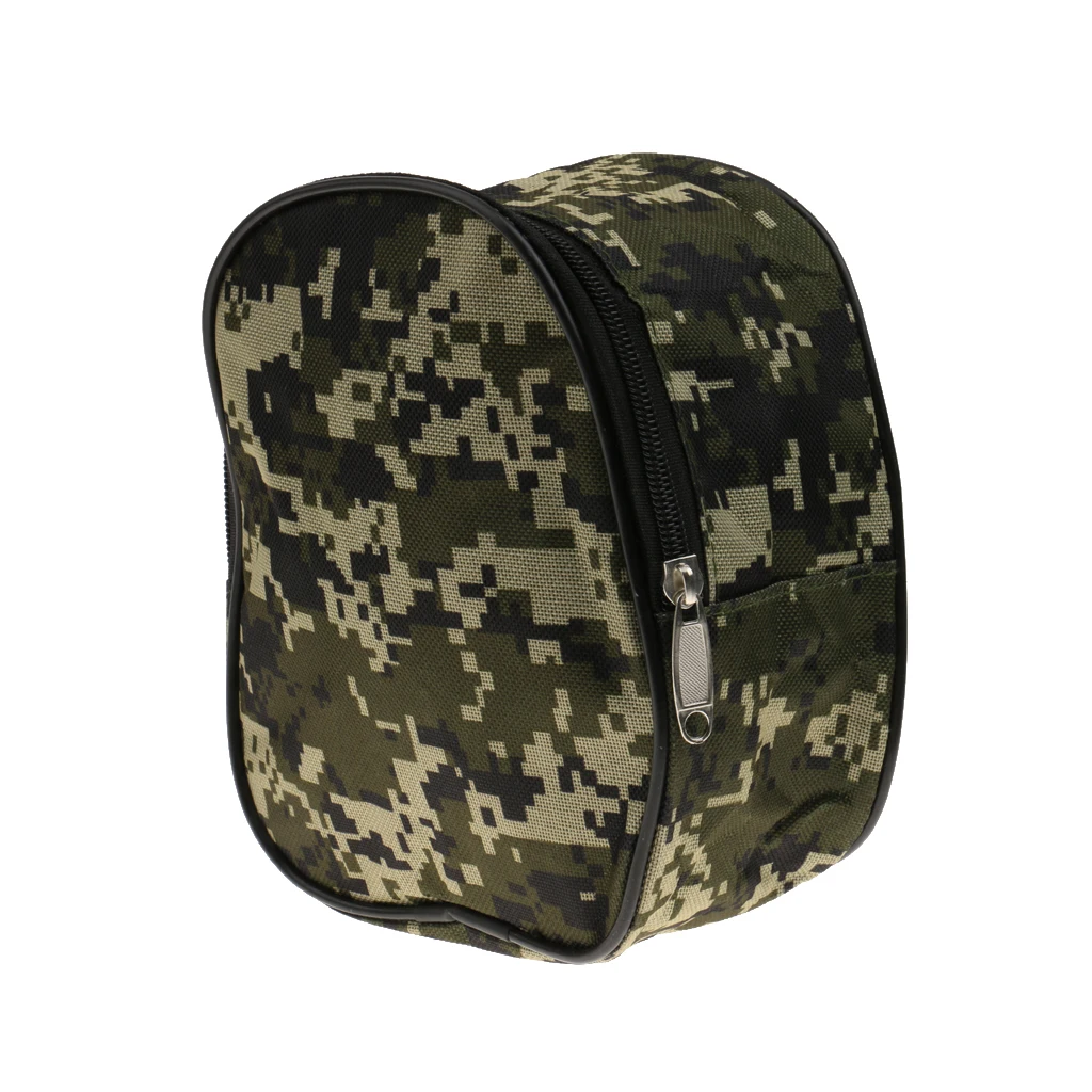 Camouflage Fishing Reel Case Protective Cover Storage Bag with Quick Hook