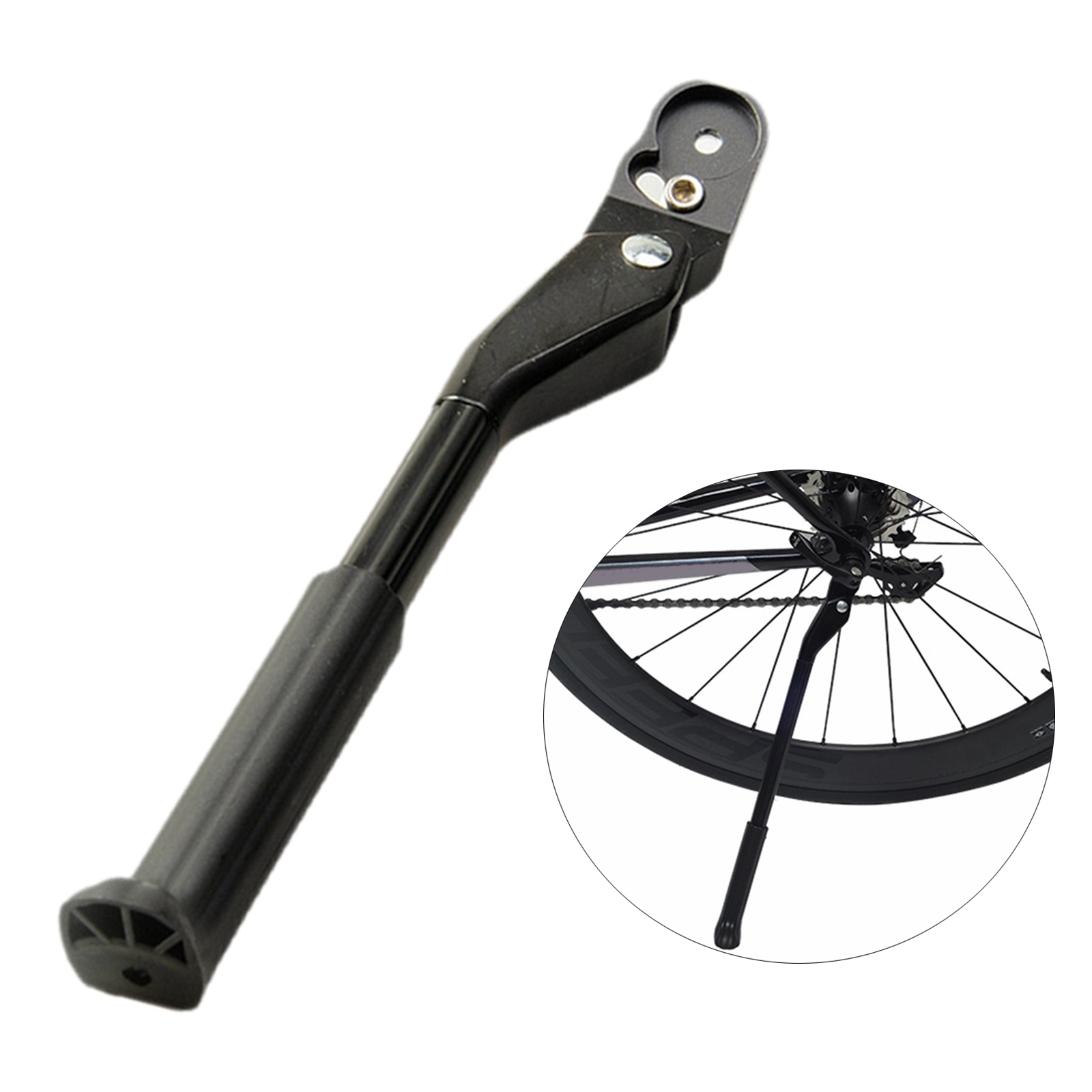 1Pc Black Adjustable MTB Road Bicycle Kickstand Parking Rack Mountain Bike Support Side Kick Stand Foot Brace