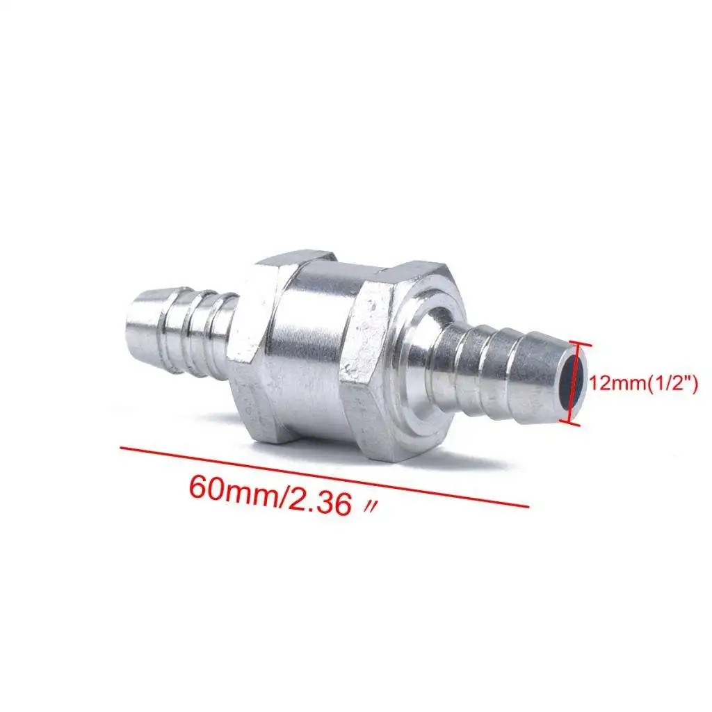 12mm Aluminium One Way Fuel Non Return Check Valve Petrol  Oil Water