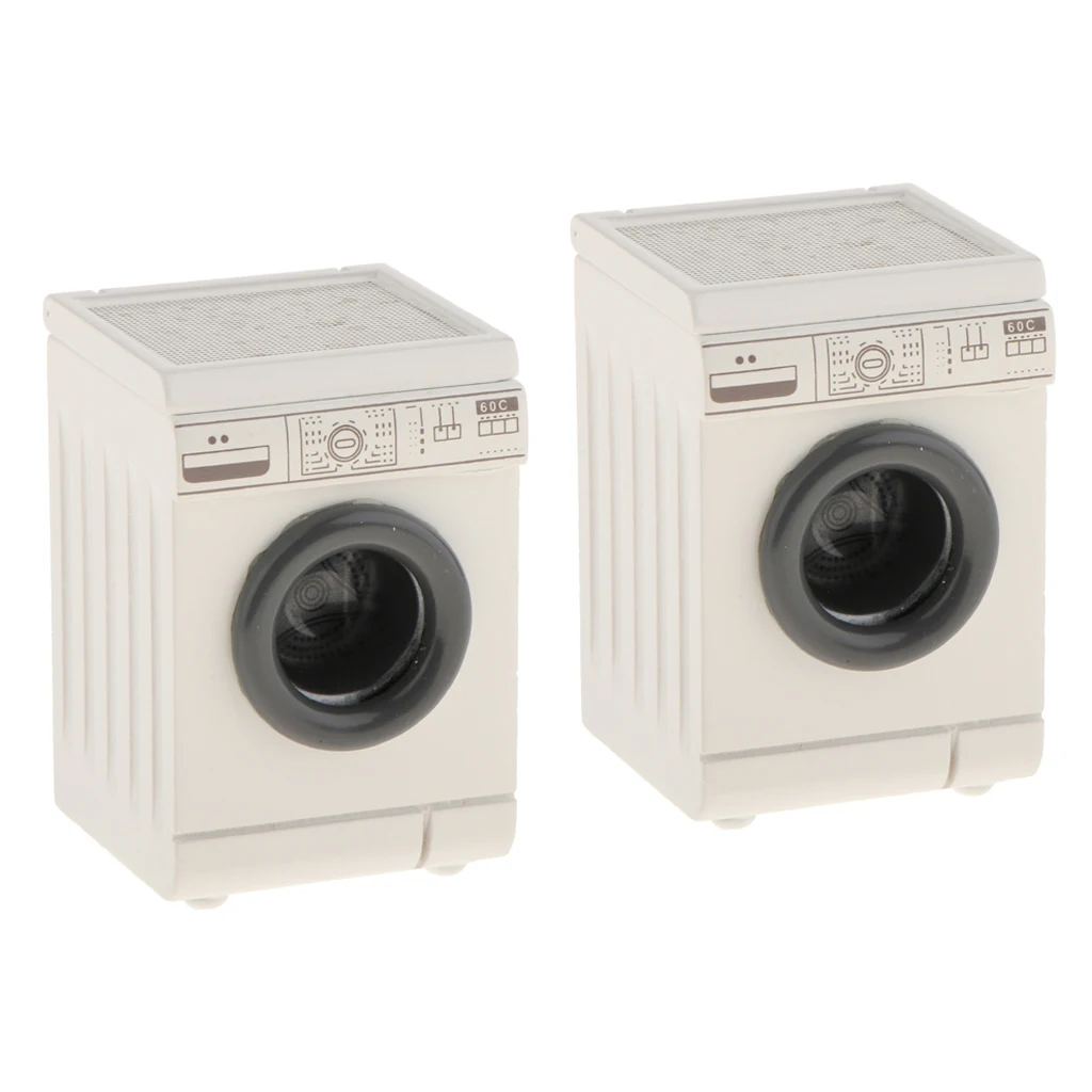  2pcs 1/12 Dollhouse Miniatures White Washing Machine Washer Home Appliance 12th Dolls House Accessories 