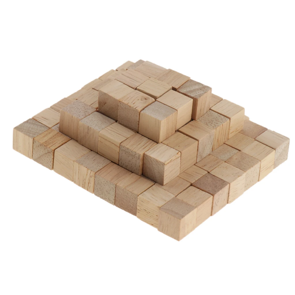 100 Pieces Blank Dice Wooden Dice Empty Dice Blocks for All DIY