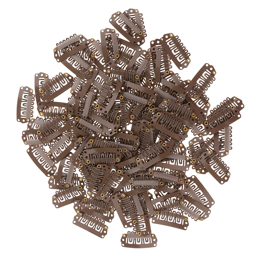 100x Metal Snap Clips Grip For Feather Hair Extensions Wigs Weft Hairpiece 28mm
