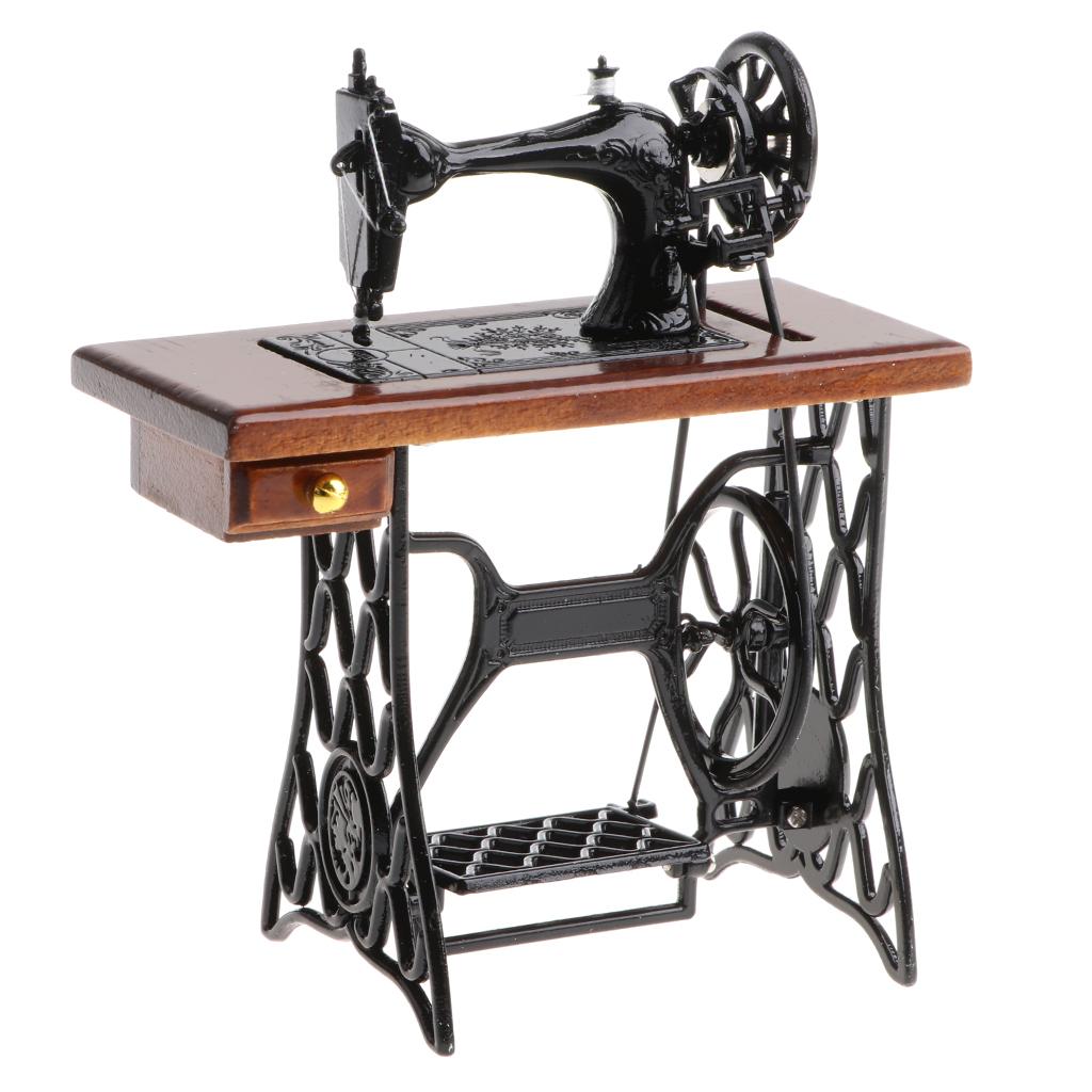 Old-fashioned 1:10 Alloy Diecast Sewing Machine Model Toy Gift Desk Crafts Collection Brown