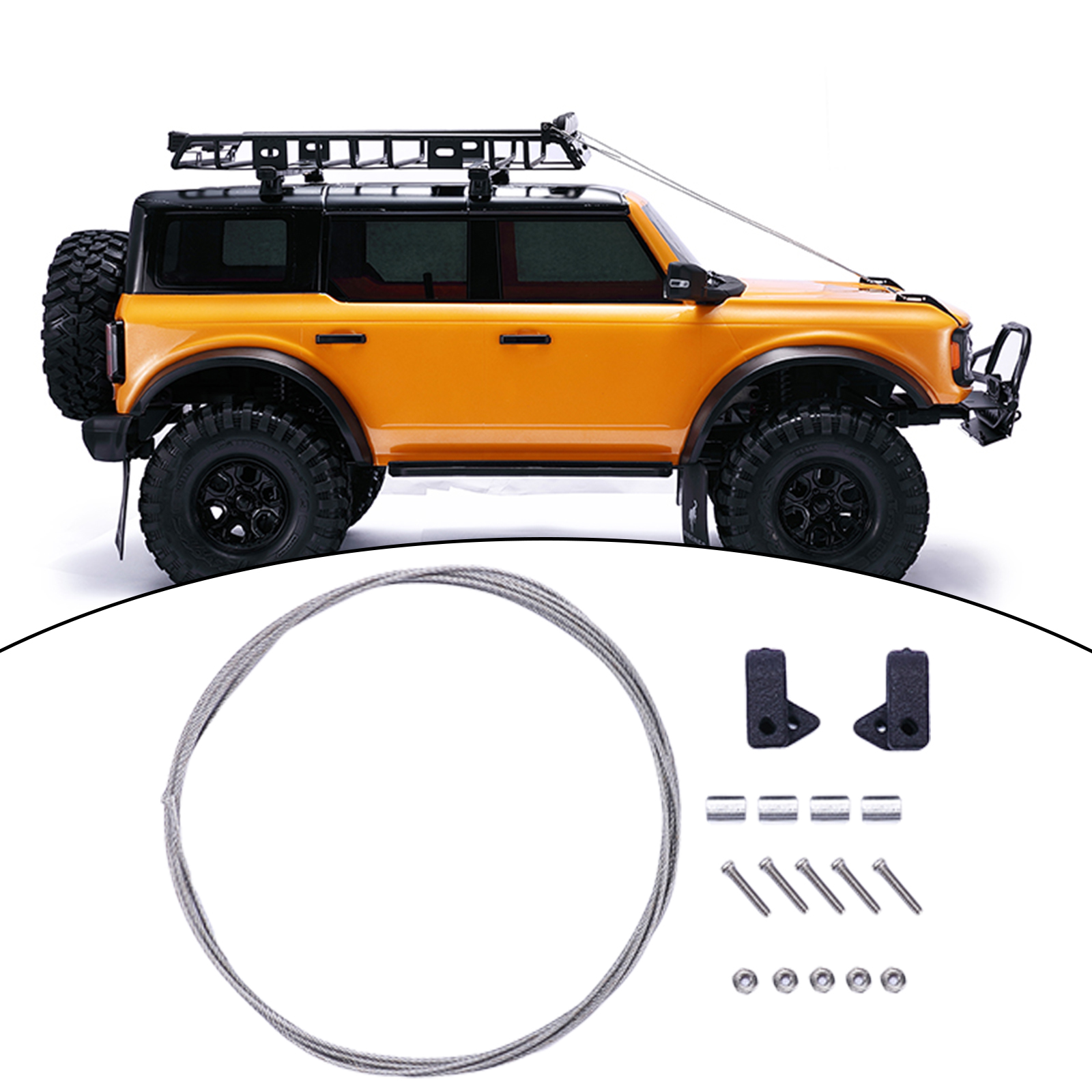 RC Car Metal Front Pull Wire Steel Rope Fit for Ford bronco 1:10 RC Off-Road Rock Crawler Model Car Climbing Truck Accs