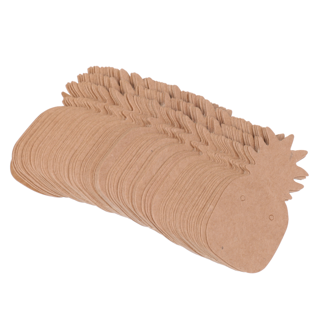100 Pieces Retro Kraft Paper Pineapple Shape Earring Display Tags Cards Jewellery Holder