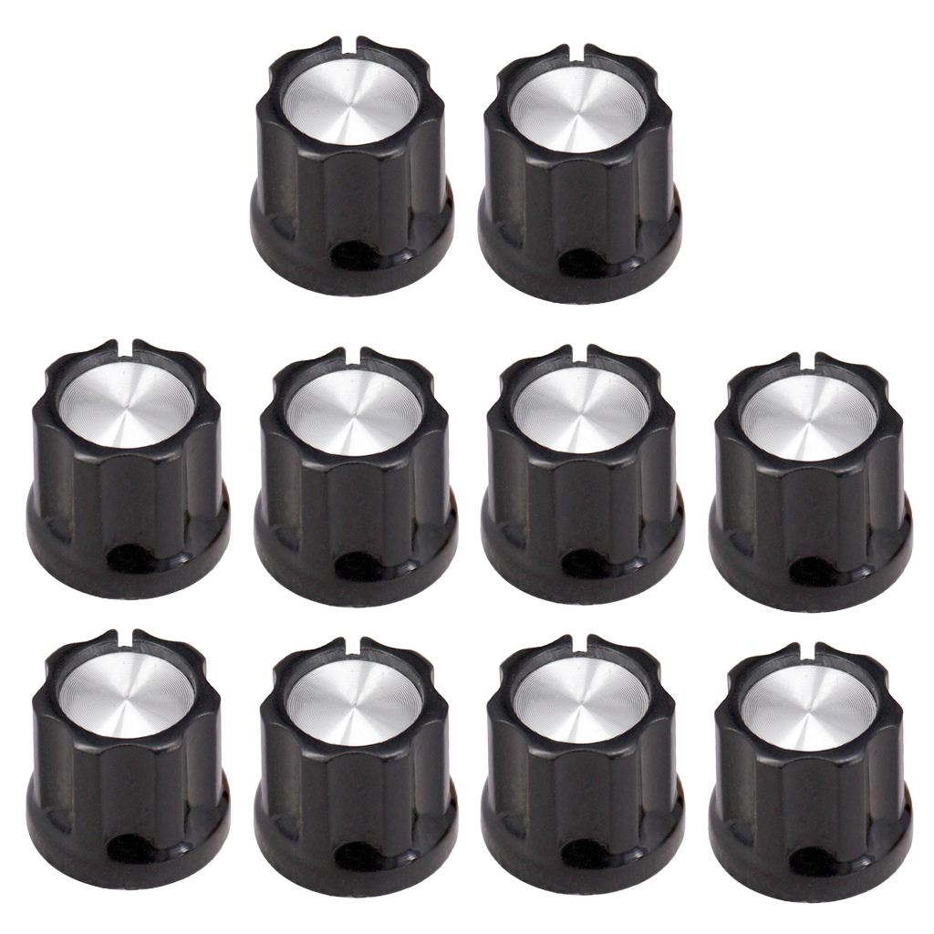 Pack of 10 Plastic Aluminum Sheet Volume Control Knob Buttons for Electric Guitar/Bass Accessory