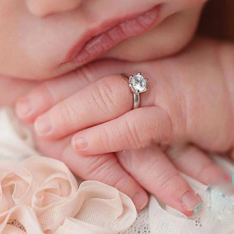 Newborn Photography Props Faux Diamond Ring Baby Shooting Photo Prop Jewelry Rose Gold
