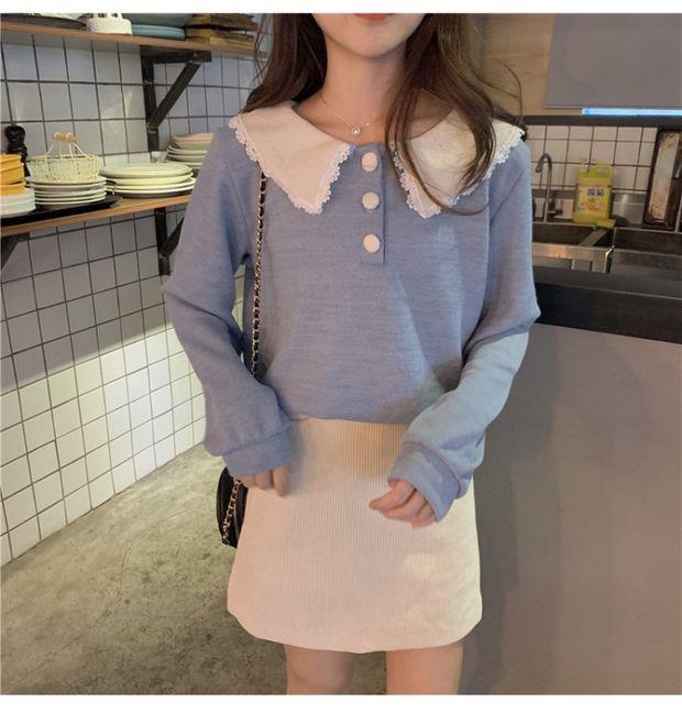 camisola feminina pullovers primavera doce kawaii roupas de malha ins botão retalhos bf ulzzang bonito design manga longa chique concurso