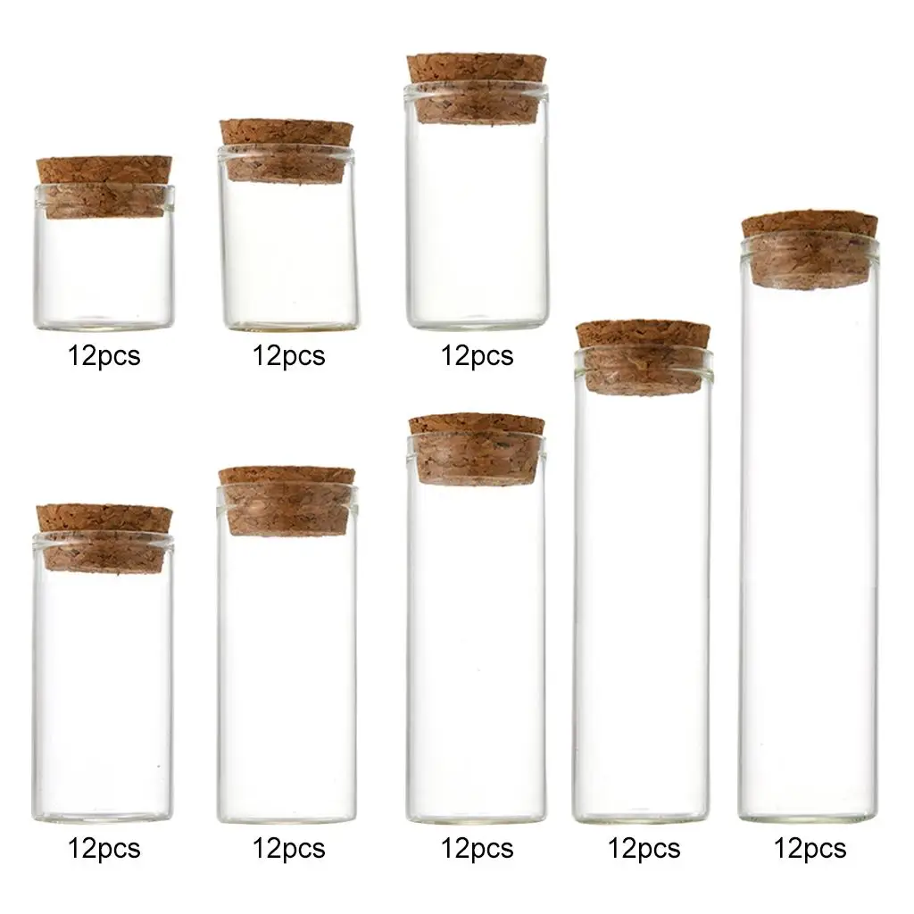 12pcs Mini Small Tiny Clear Cork Stopper Glass Bottles Vials Jars